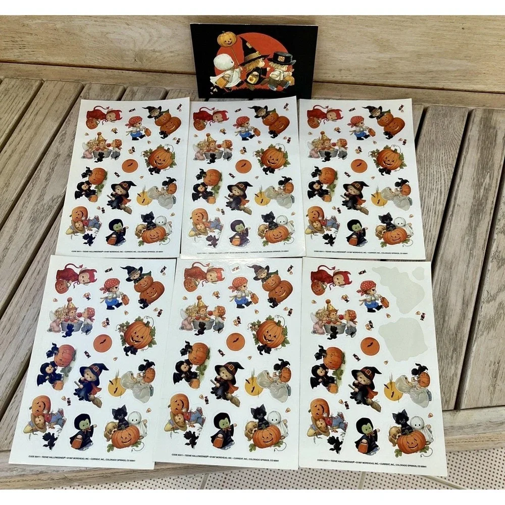 Vintage Stickers Halloween Morehead Teenie Halloweenies  1997 Current Plus Card